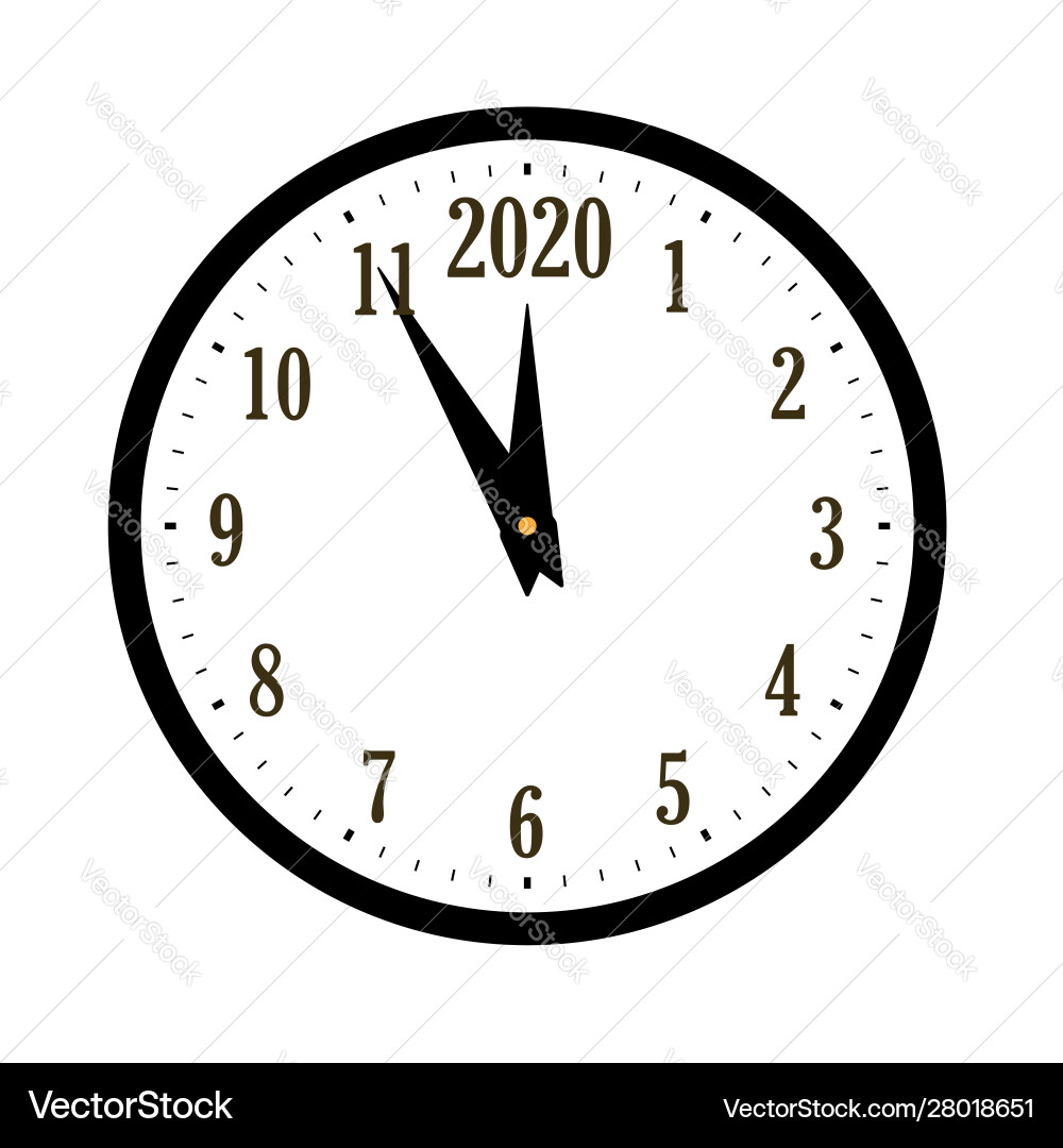 Happy new year 2020 black clock arrows isolated Happy new year 2020 black clock arrows isolated vector image