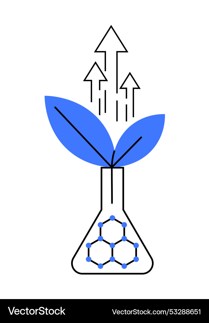 Laboratory flask with leaves and arrows Laboratory flask with leaves and arrows vector image