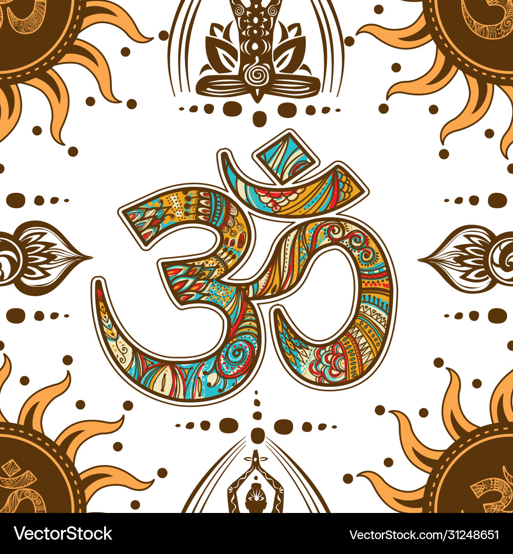 Om Symbol Seamless Pattern vector image