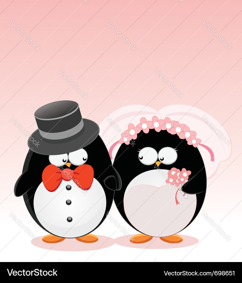 Two Penguins Wedding vector image