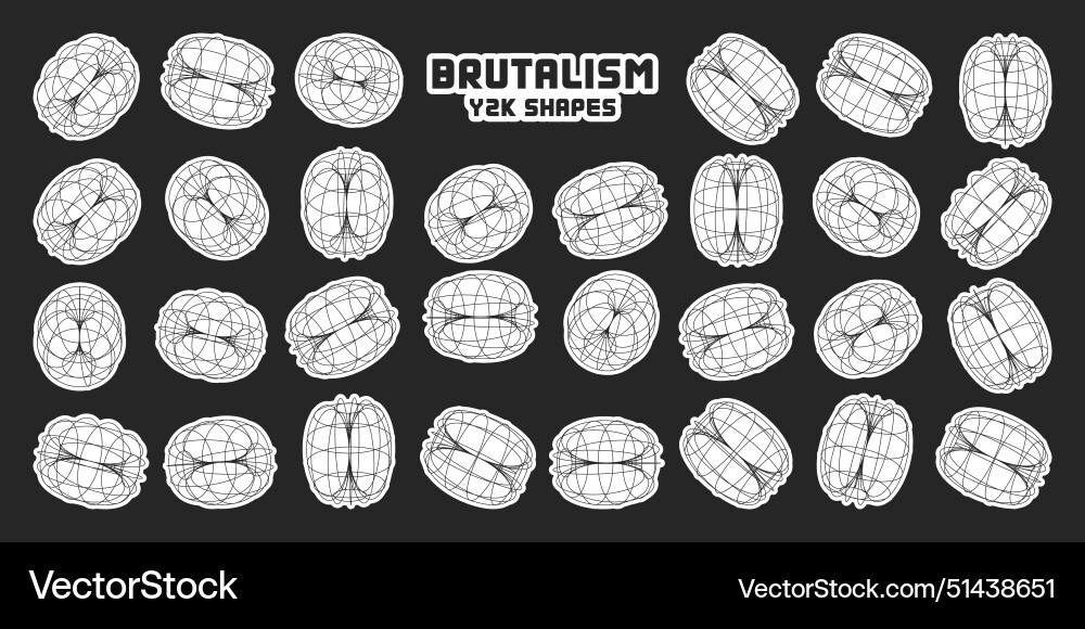 Wireframe lined shapes perspective mesh 3d grid vector image