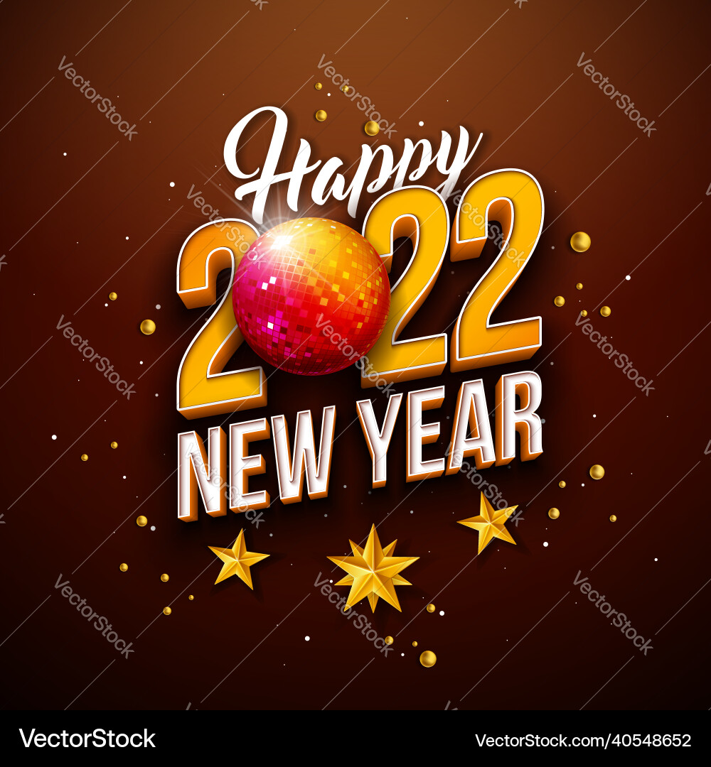 3D Happy New Year 2022 Celebration Vector Image