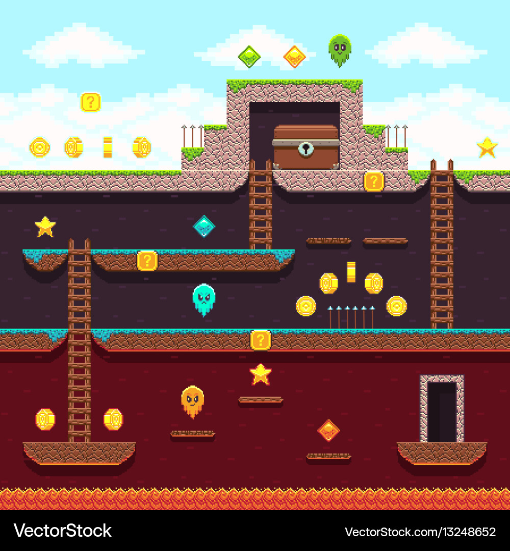 8-Bit Pixel Arcade Game vector image