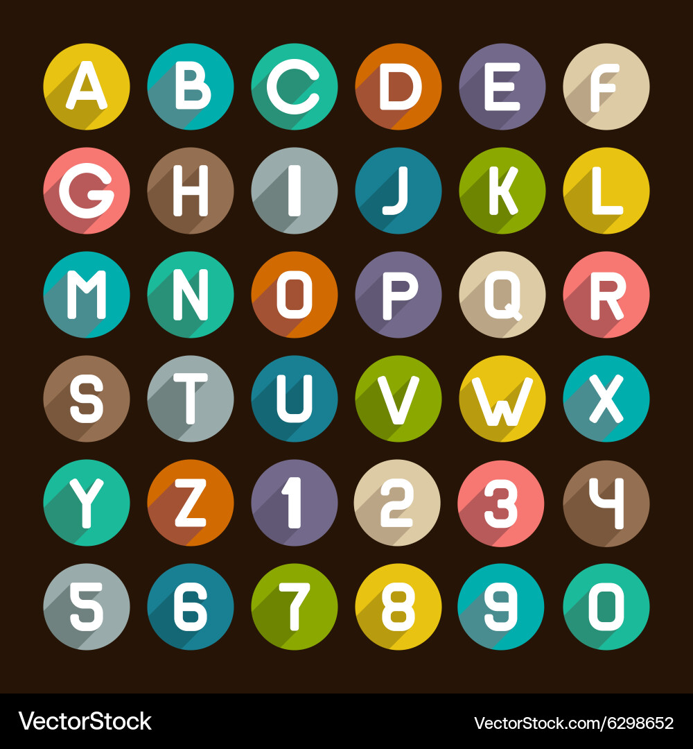 Alphabet & Number Icons - Flat Style vector image