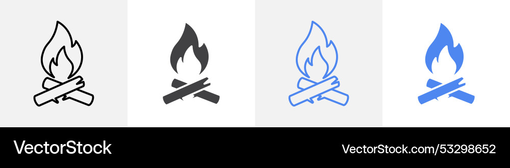 Camp fire icon set use for web ui or app Vector Image
