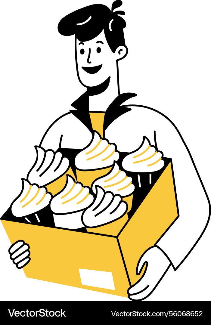 Doodle of a smiling character doing c Vector Image