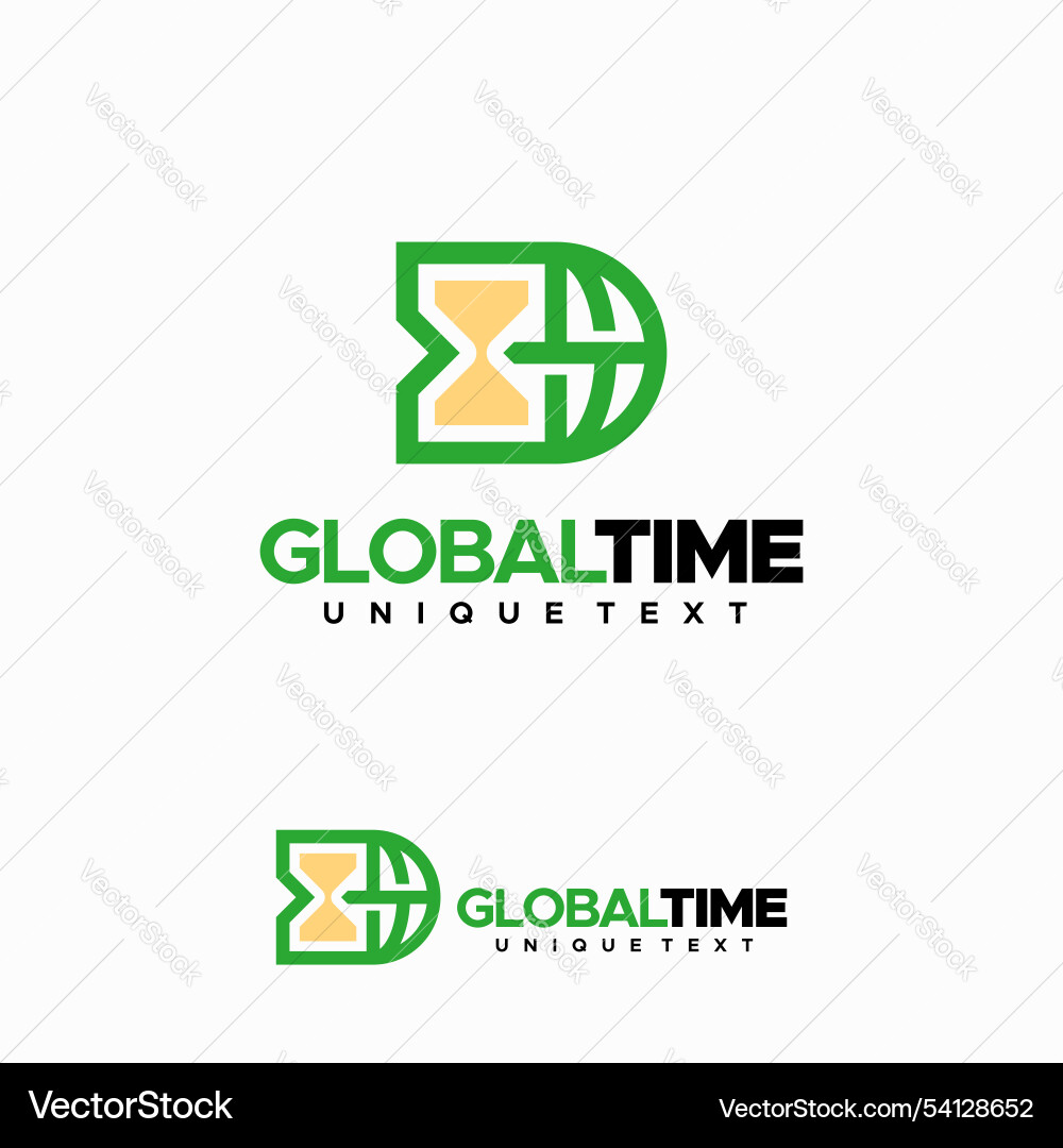 Global time logo design world and timer Global time logo design world and timer vector image