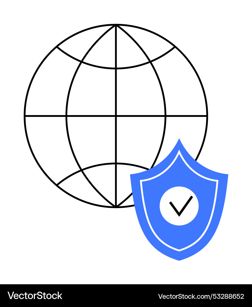 Globe with shield icon representing global vector image