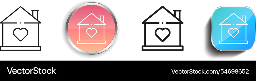Happy house icon thin linear regular and button Happy house icon thin linear regular and button vector image