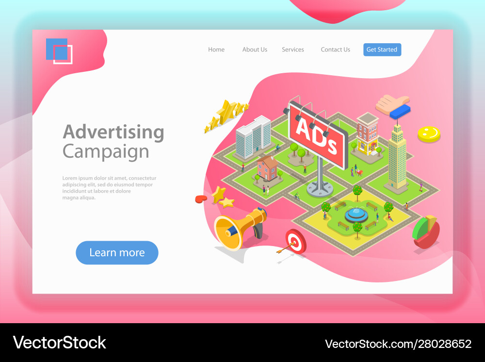 Isometrische flache Landing Page Template Isometrische flache Landing Page Template vektorbild