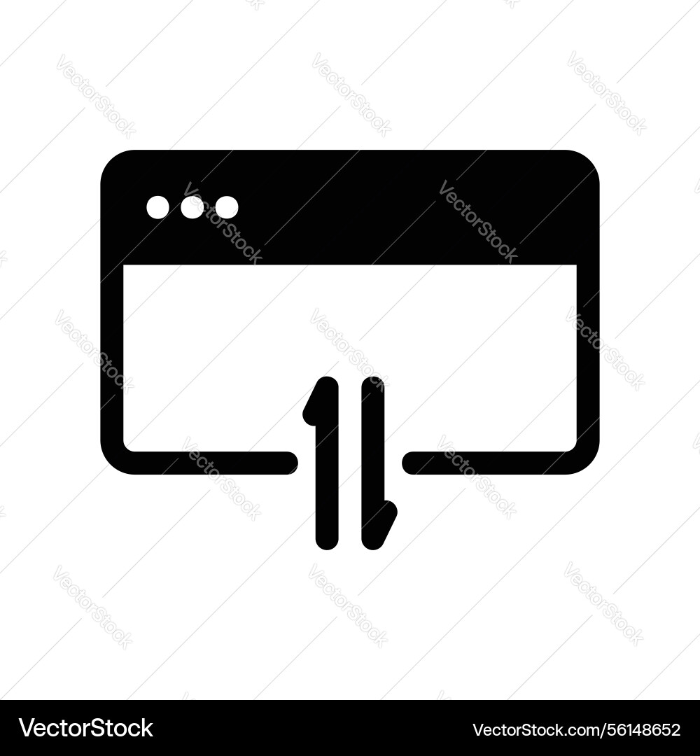 Solid black browser window icon with up and down vector image