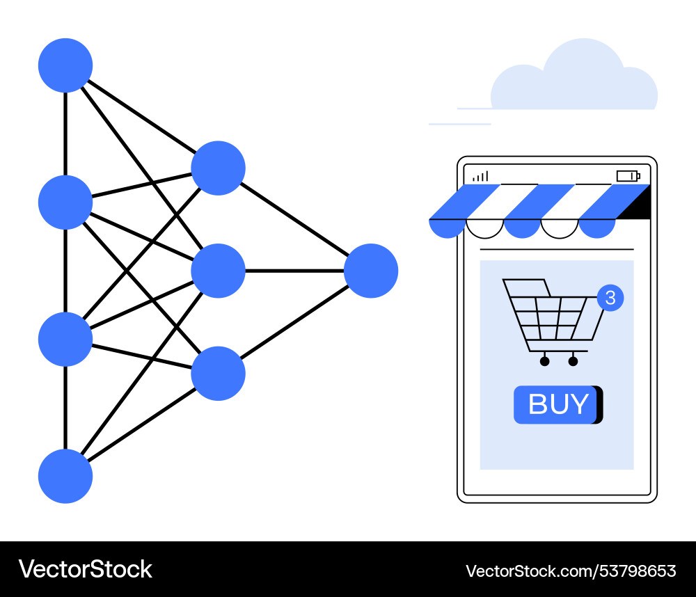 Artificial intelligence in e-commerce neural Artificial intelligence in e-commerce neural Vector Image
