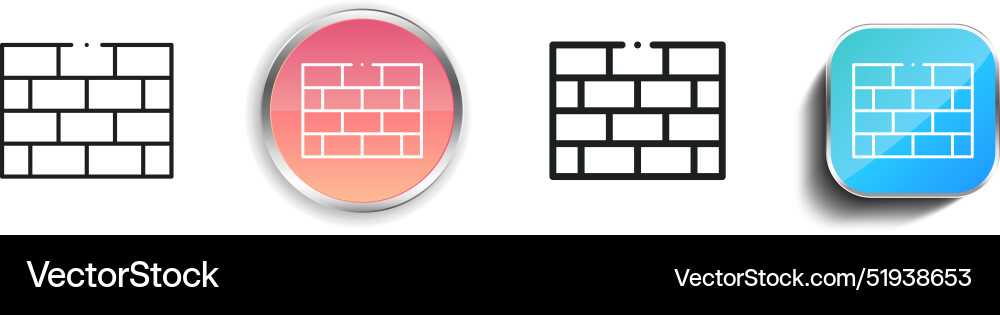 Brick icon thin linear regular and button style vector image