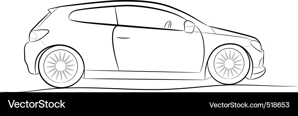 Car Sketch - Black and White vector image
