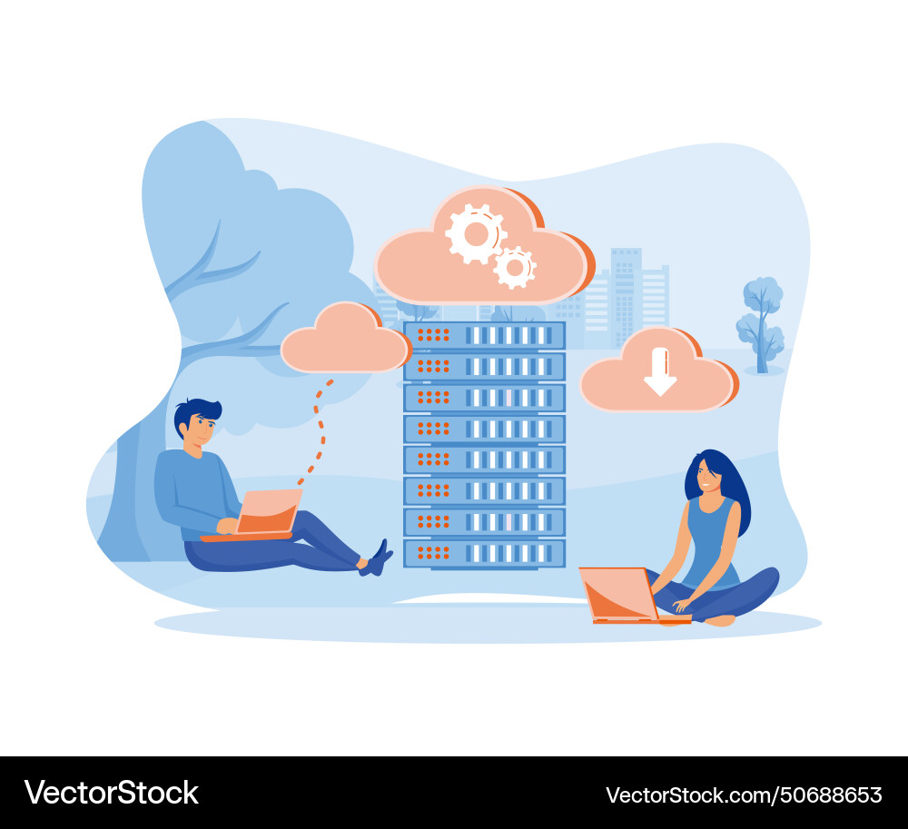 Cloud data server online database storage vector image