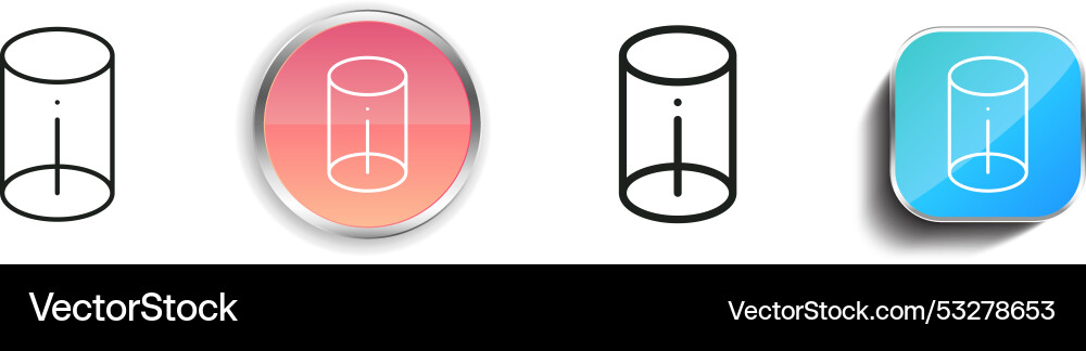 Cylinder icon thin linear regular and button vector image