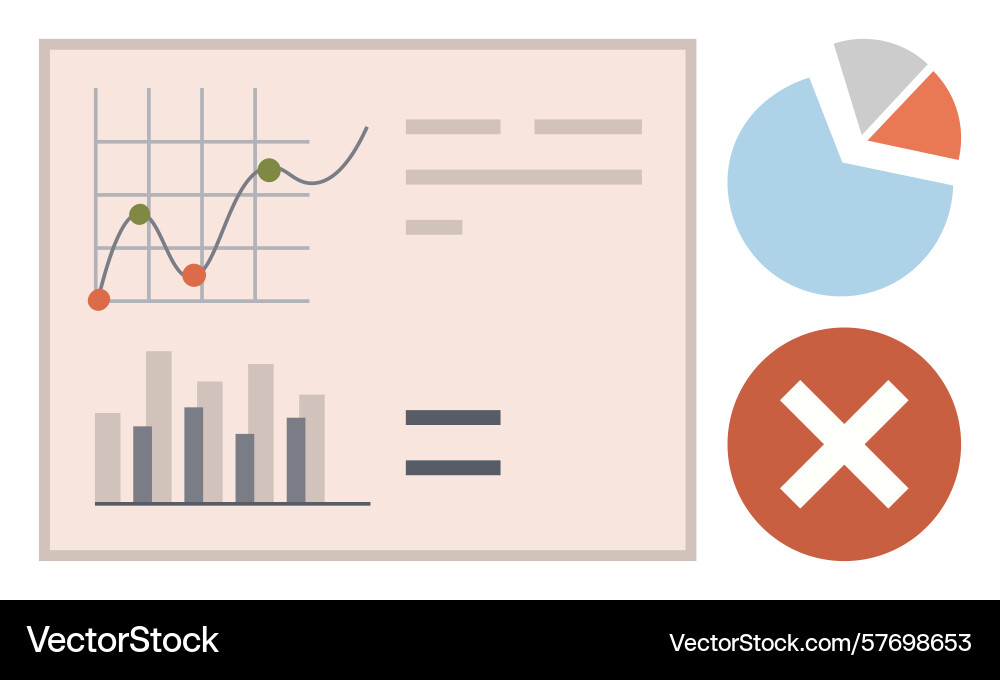 Data visualization with graphs pie chart vector image
