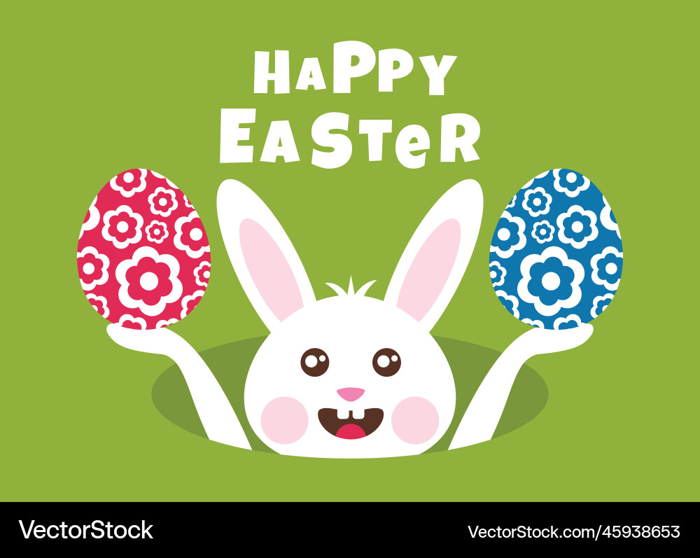 Happy easter greeting card with a white bunny Happy easter greeting card with a white bunny vector image