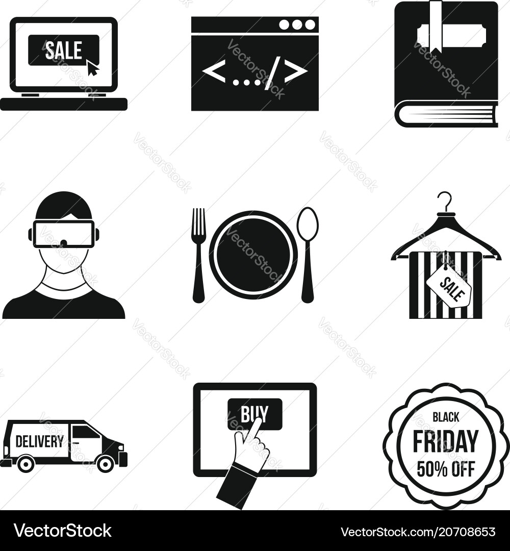 Helpful resources icons set simple style Helpful resources icons set simple style vector image