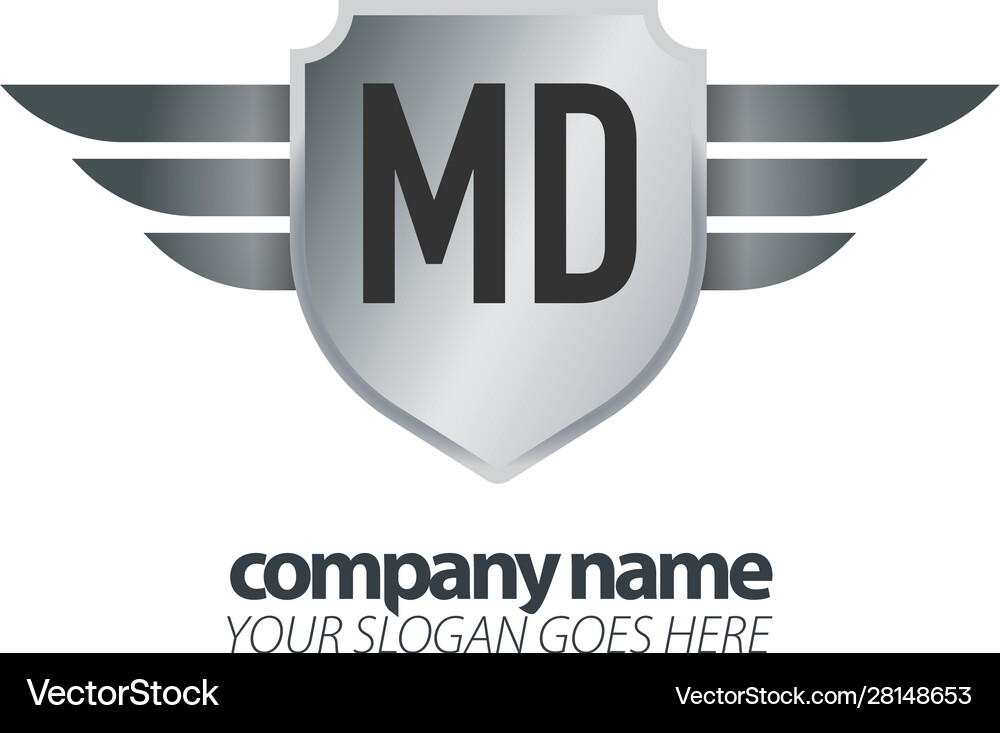 Initial letter md shield icon design logo wing – Royalty-Free Vector ...