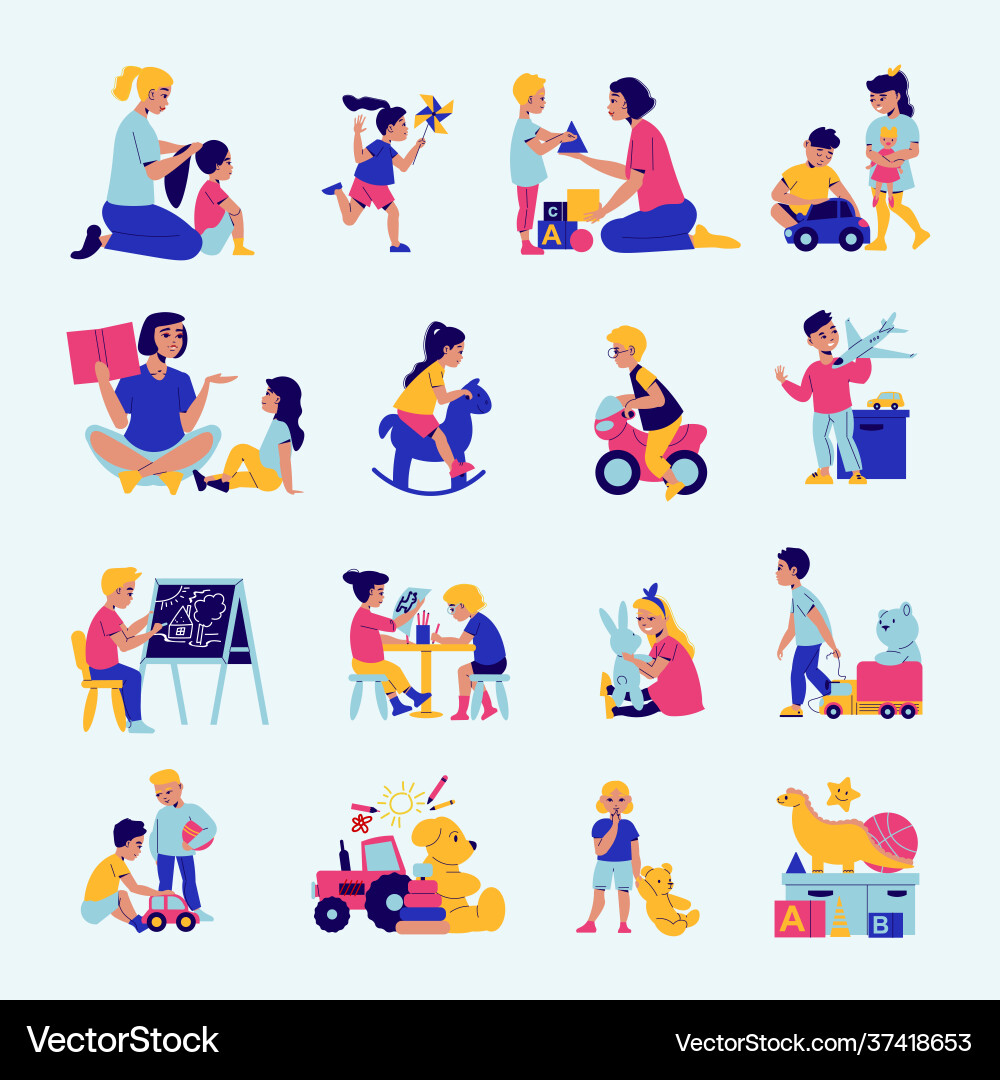 Kindergarten people color set vector image