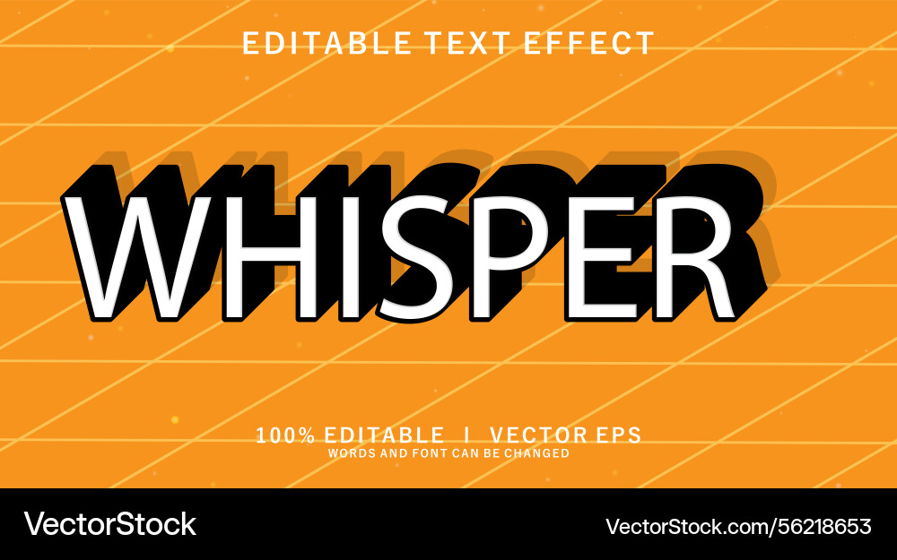 Whisper text effect with modern style design vector image