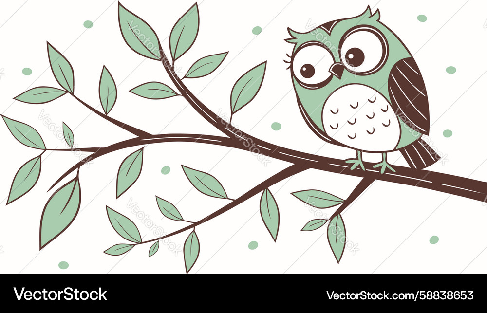 Wise owl perched on a branch design generative ai Vector Image
