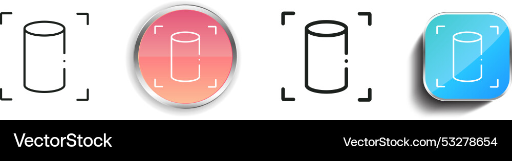 Cylinder icon thin linear regular and button Vector Image