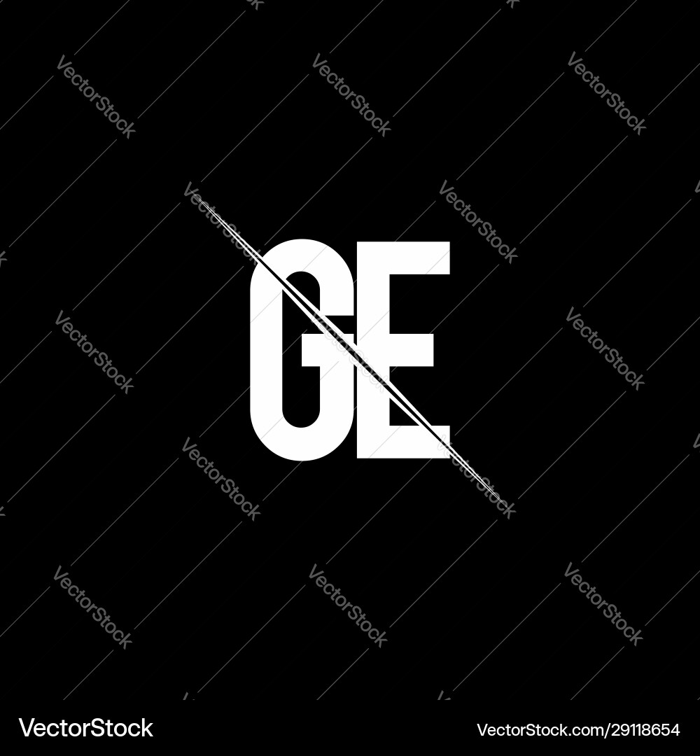 Ge logo monogram with slash style design template vector image