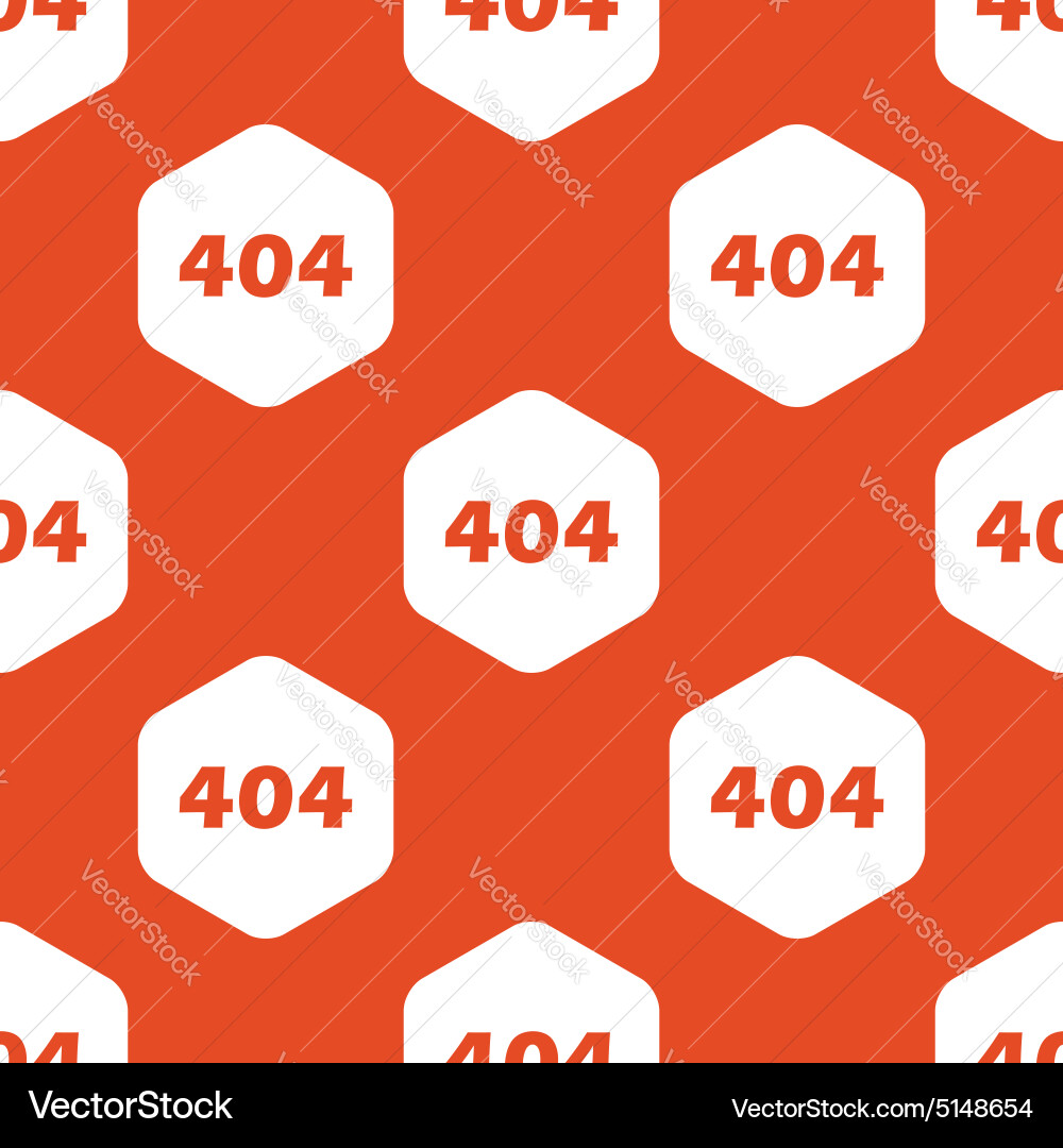 Orange hexagon error 404 pattern vector image