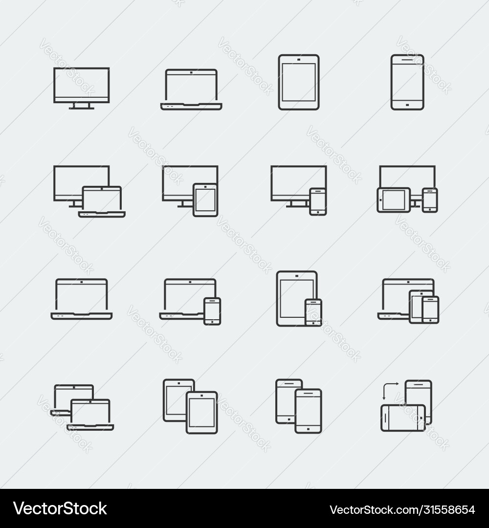 Responsive Webdesign-Icons für Computermonitor Responsive Webdesign-Icons für Computermonitor vektorbild