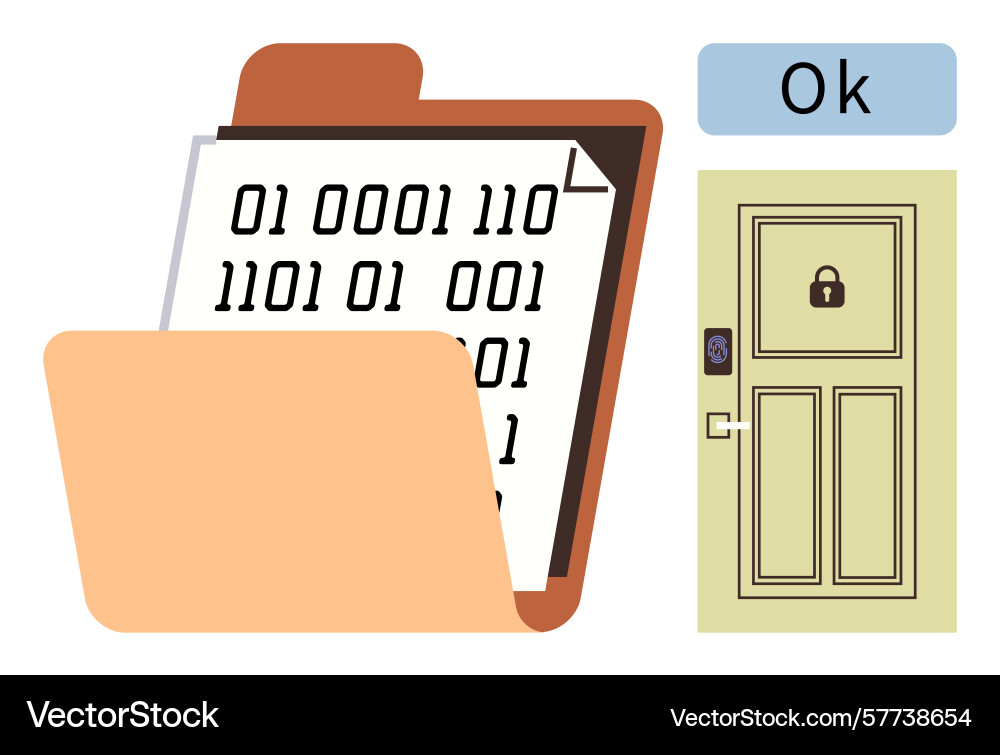 Secure data storage and access with binary code Secure data storage and access with binary code vector image