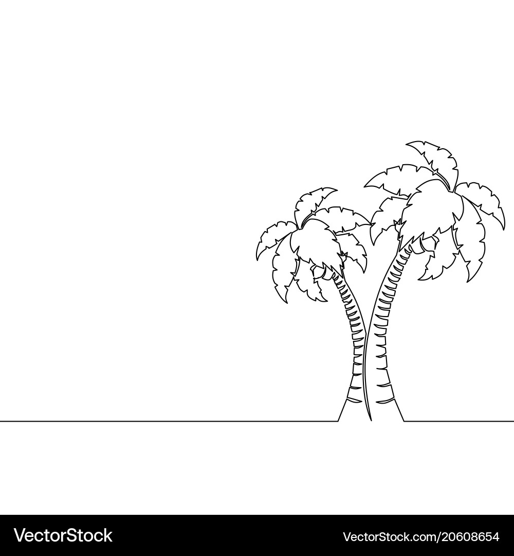 Single continuous line art palm tree drawing Single continuous line art palm tree drawing vector image