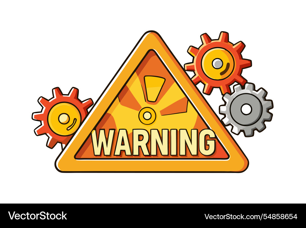 Triangular warning icons with gear symbols Vector Image