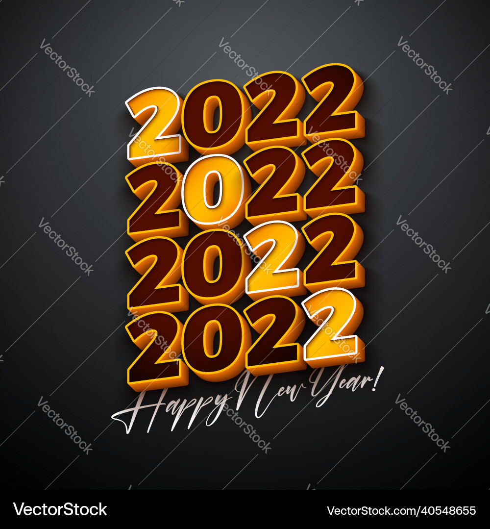 2022 New Year Celebration - 3D Numbers Vector Image