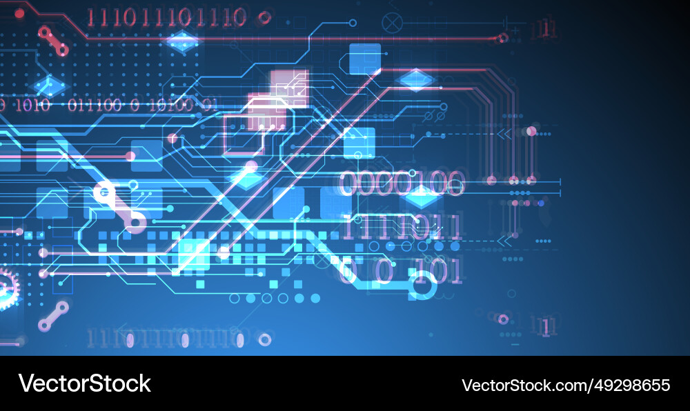 Abstract circuit board on gradient color vector image