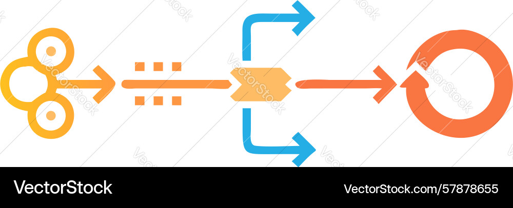 Abstract flow diagram with circular endpoint vector image
