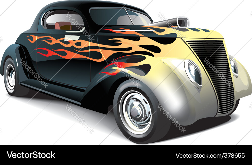Classic Black Hot Rod vector image