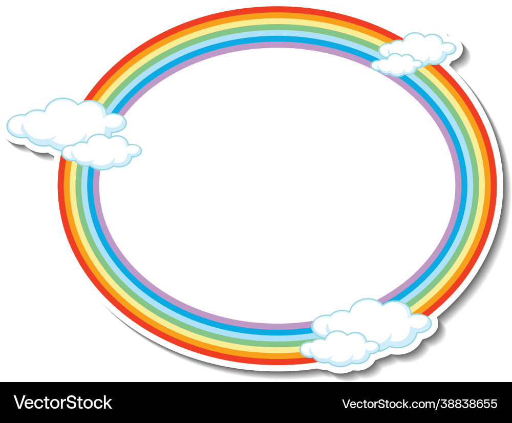 Rainbow round frame template with many clouds Vector Image