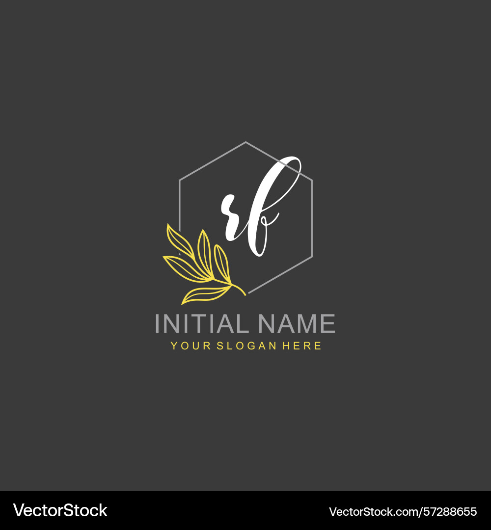 Rf initial logo templates with botanical elements Rf initial logo templates with botanical elements vector image