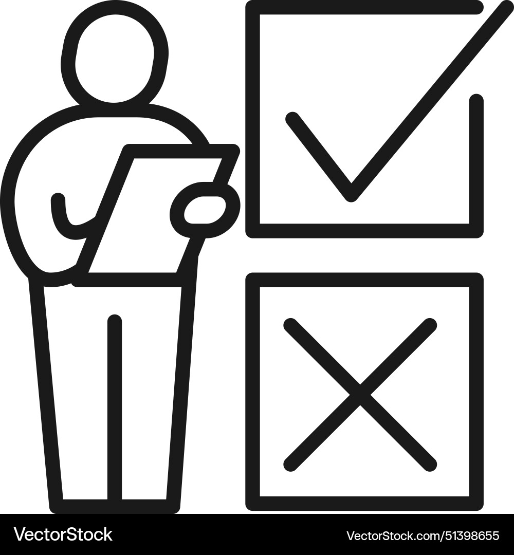 Supervisor monitoring icon with tick and cross Supervisor monitoring icon with tick and cross vector image