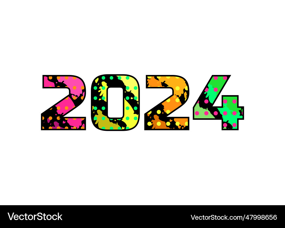 2024 colorful abstract number or text vector image