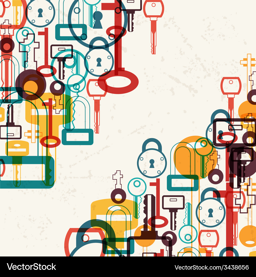 Background design with locks and keys icons Vector Image