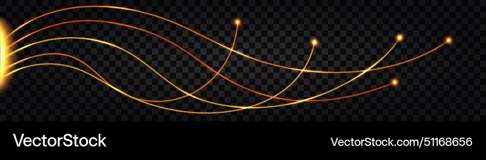 Fiber optic cable lines swirl wave yellow light Vector Image