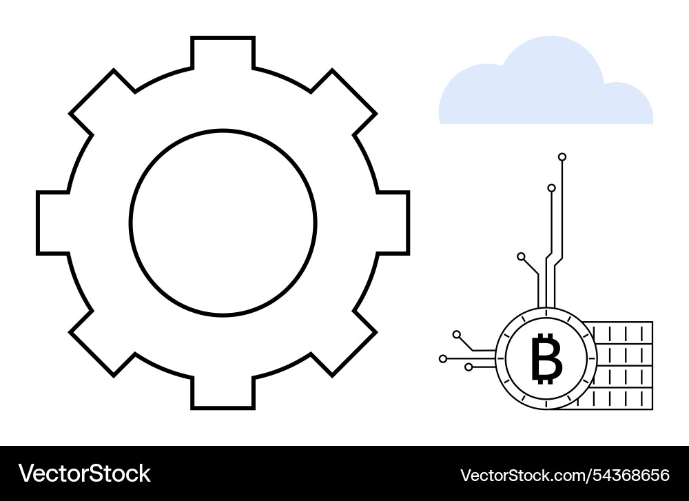 Gear mechanism with bitcoin blockchain and cloud Gear mechanism with bitcoin blockchain and cloud vector image