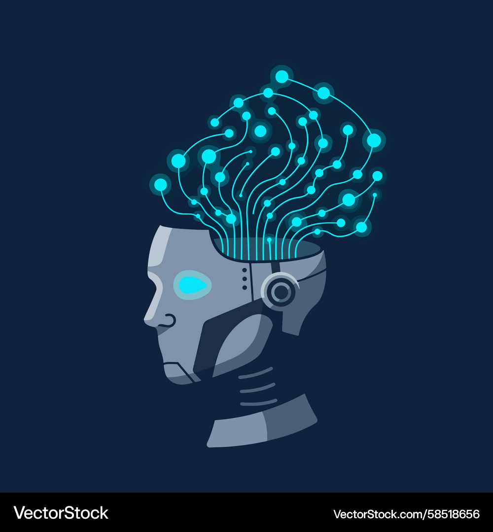 Neural Network Brain Interface Vector Image