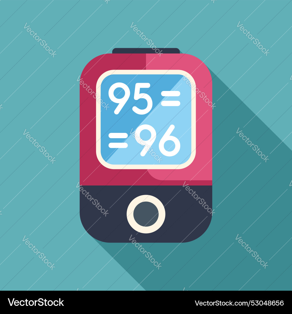 Pulse oximeter measuring heart rate icon with long Pulse oximeter measuring heart rate icon with long vector image