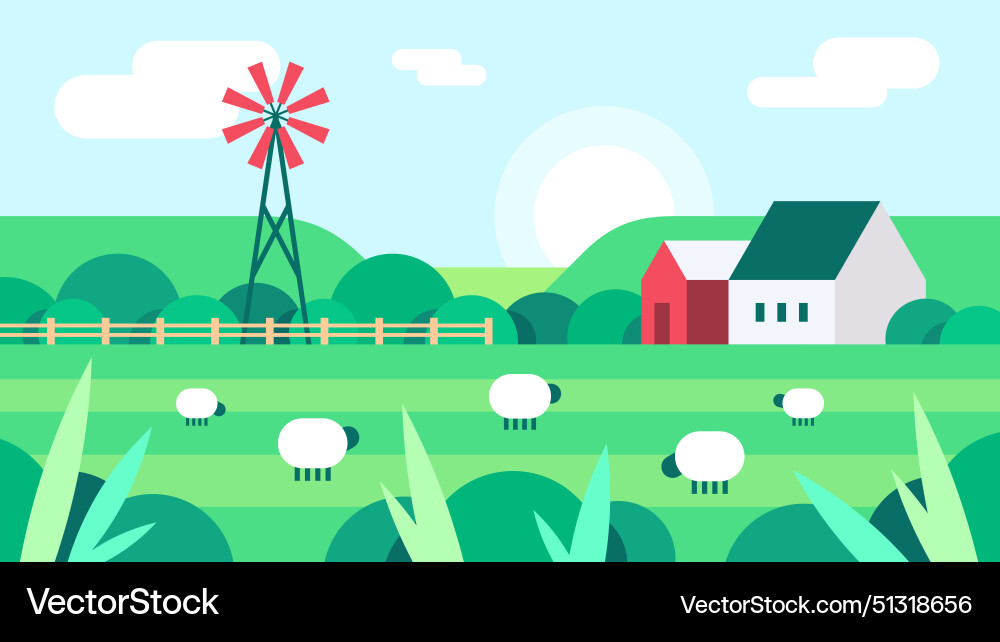 Rural summer landscape Royalty Free Vector Image