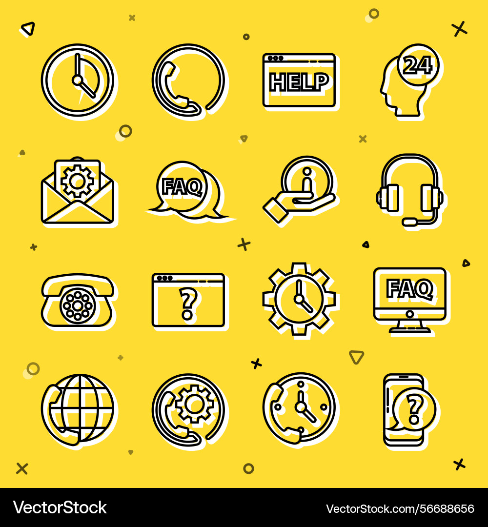 Set line mobile phone with question computer Set line mobile phone with question computer vector image