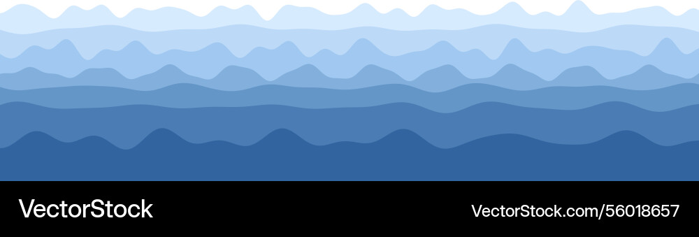 Abstract blue wave patterns in layers vector image